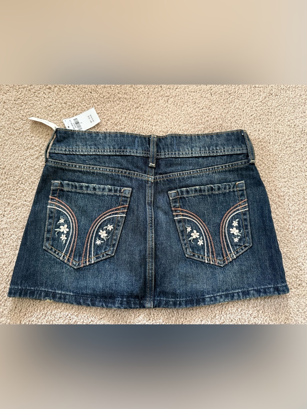 Hollister Women’s Dark Blue Embroidered Pocket Jeans Skirt